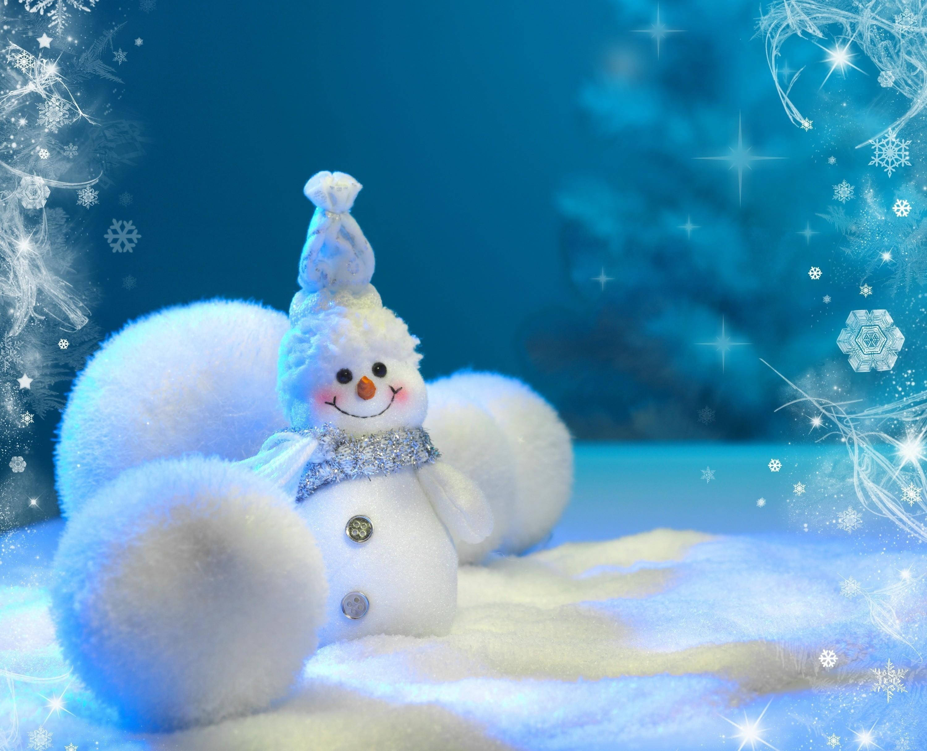 雪だるまと雪玉 壁紙