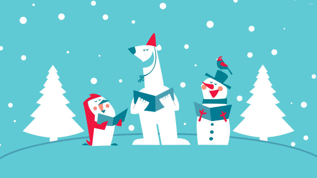 雪だるまの楽しいクリスマス 壁紙