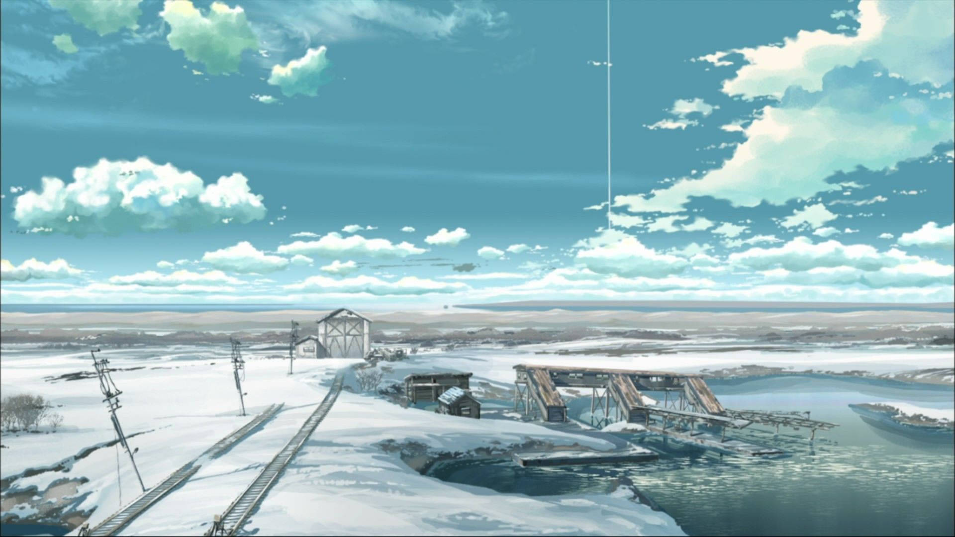 雪のアニメ風景 壁紙