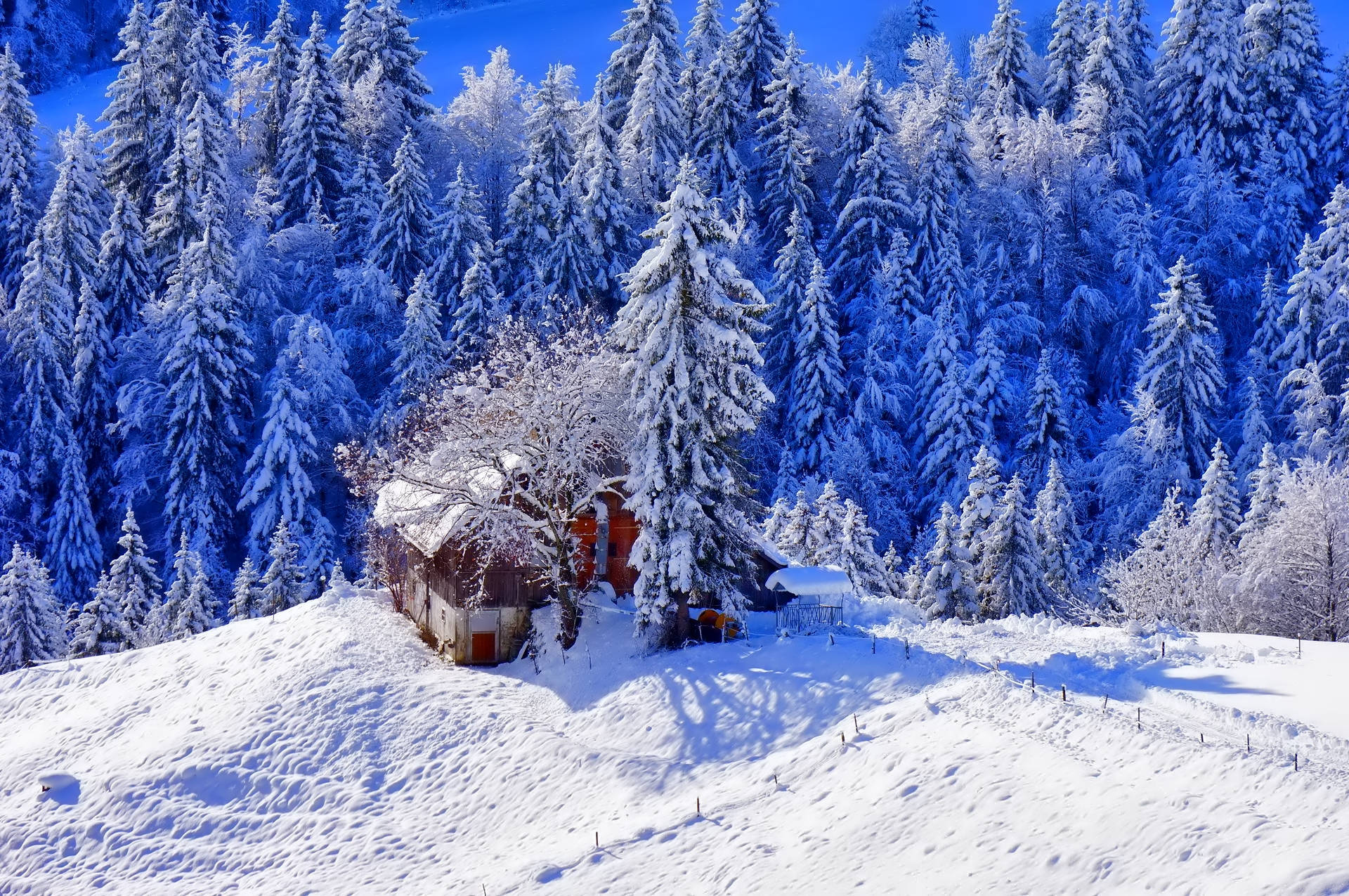 雪の上の冬の家 壁紙