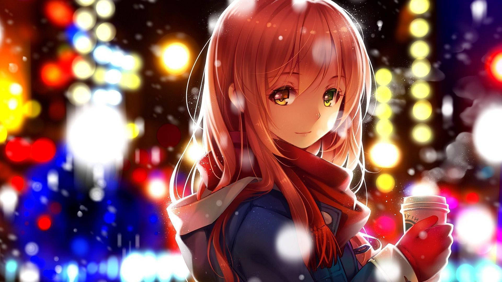 雪の中のかわいいアニメキャラクター 壁紙