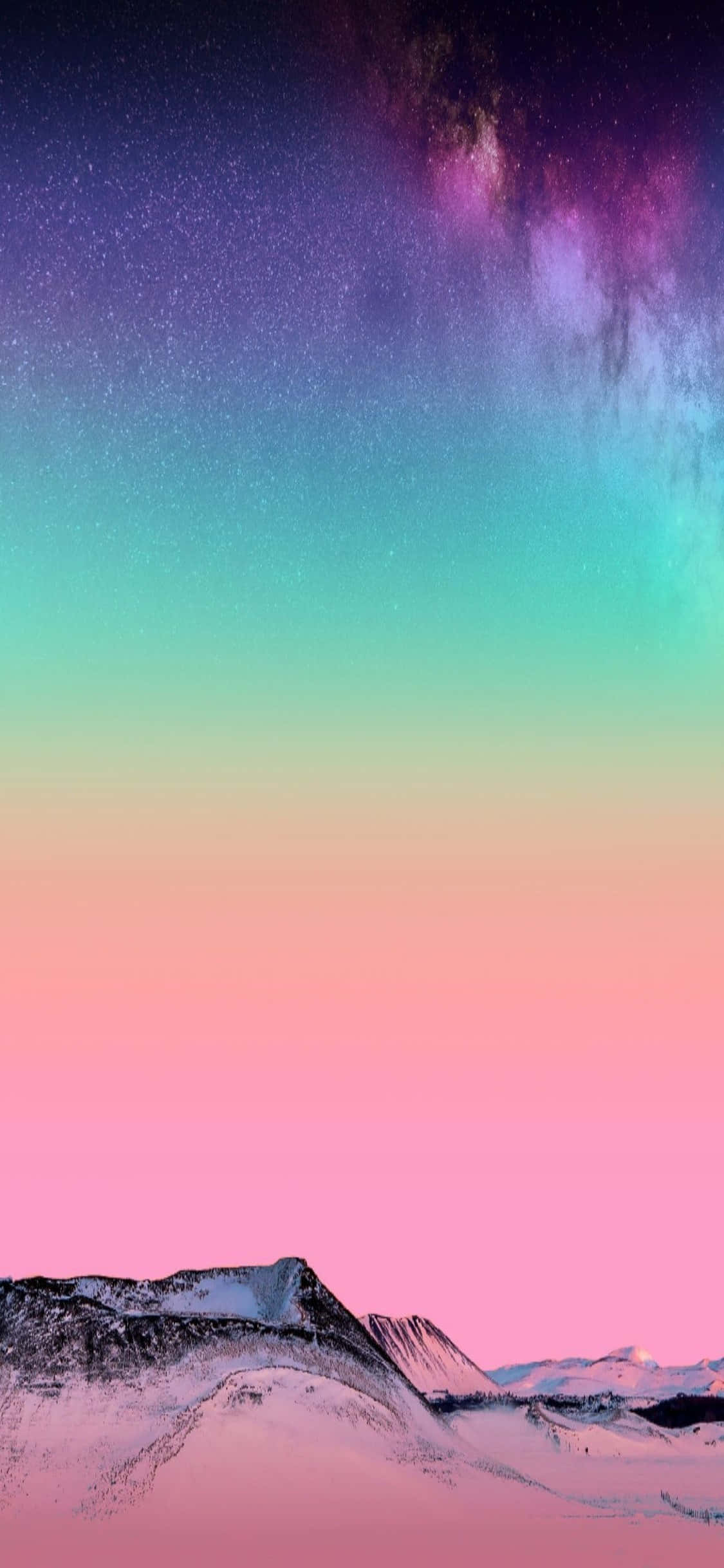 雪の山と星空 iPhone XS Mシリーズ背景 壁紙