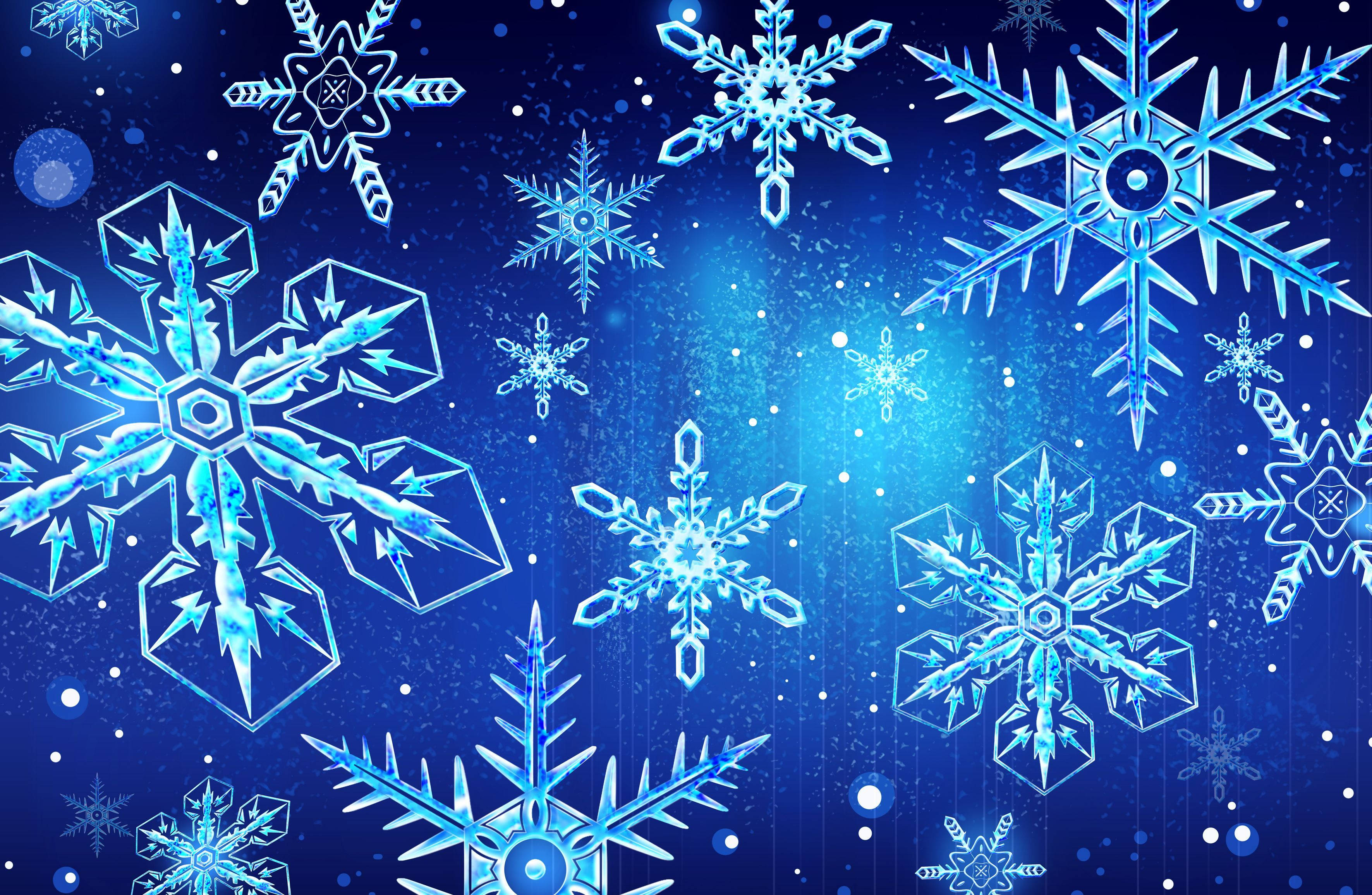 雪の結晶と青い色合いでホワイトクリスマスを演出 壁紙