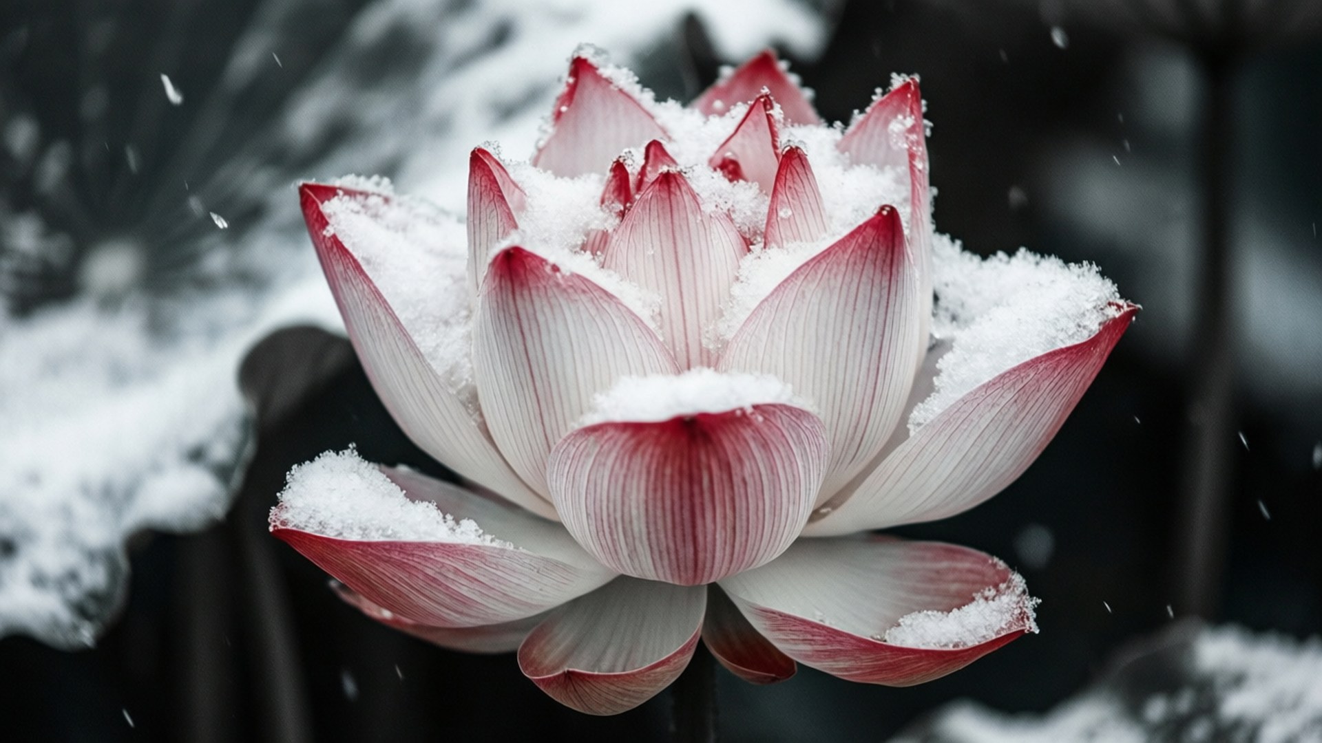 雪の蓮 壁紙