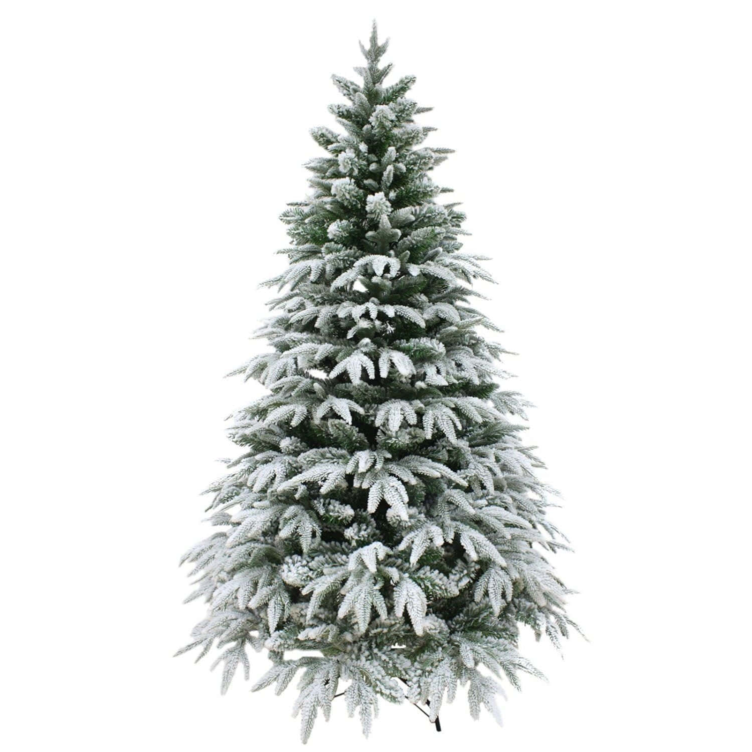 雪化粧のクリスマスツリーの写真 壁紙
