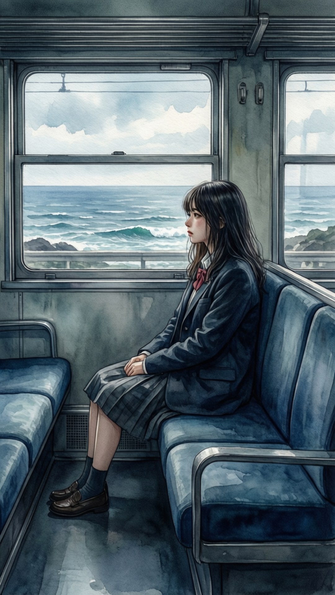 電車の窓辺の思索 壁紙