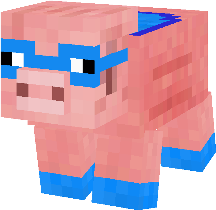 青いメガネをかけたマインクラフトのブタ 壁紙