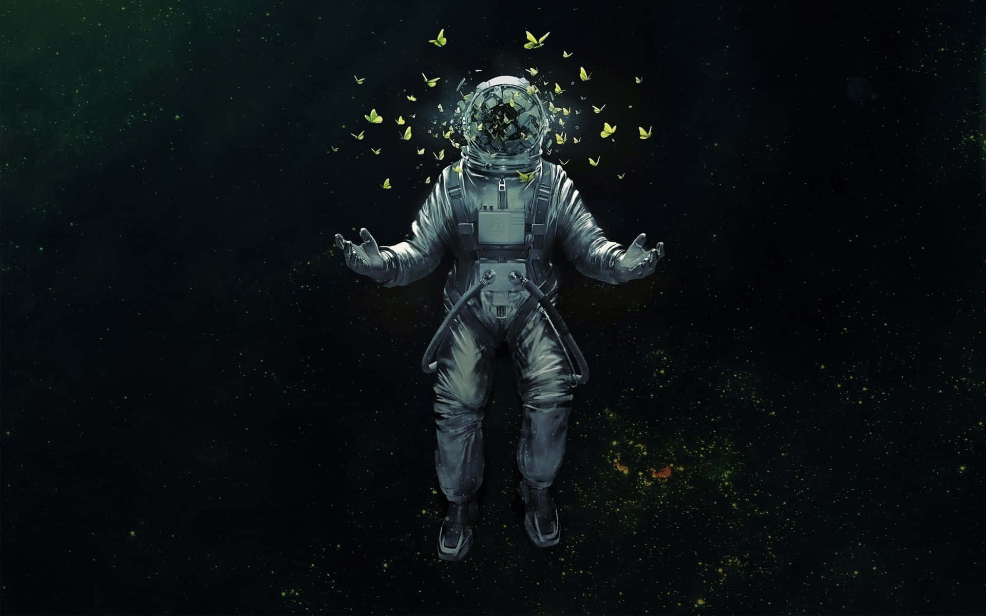 青い炎が星々の海の中で踊る、広大な宇宙の彼方 壁紙