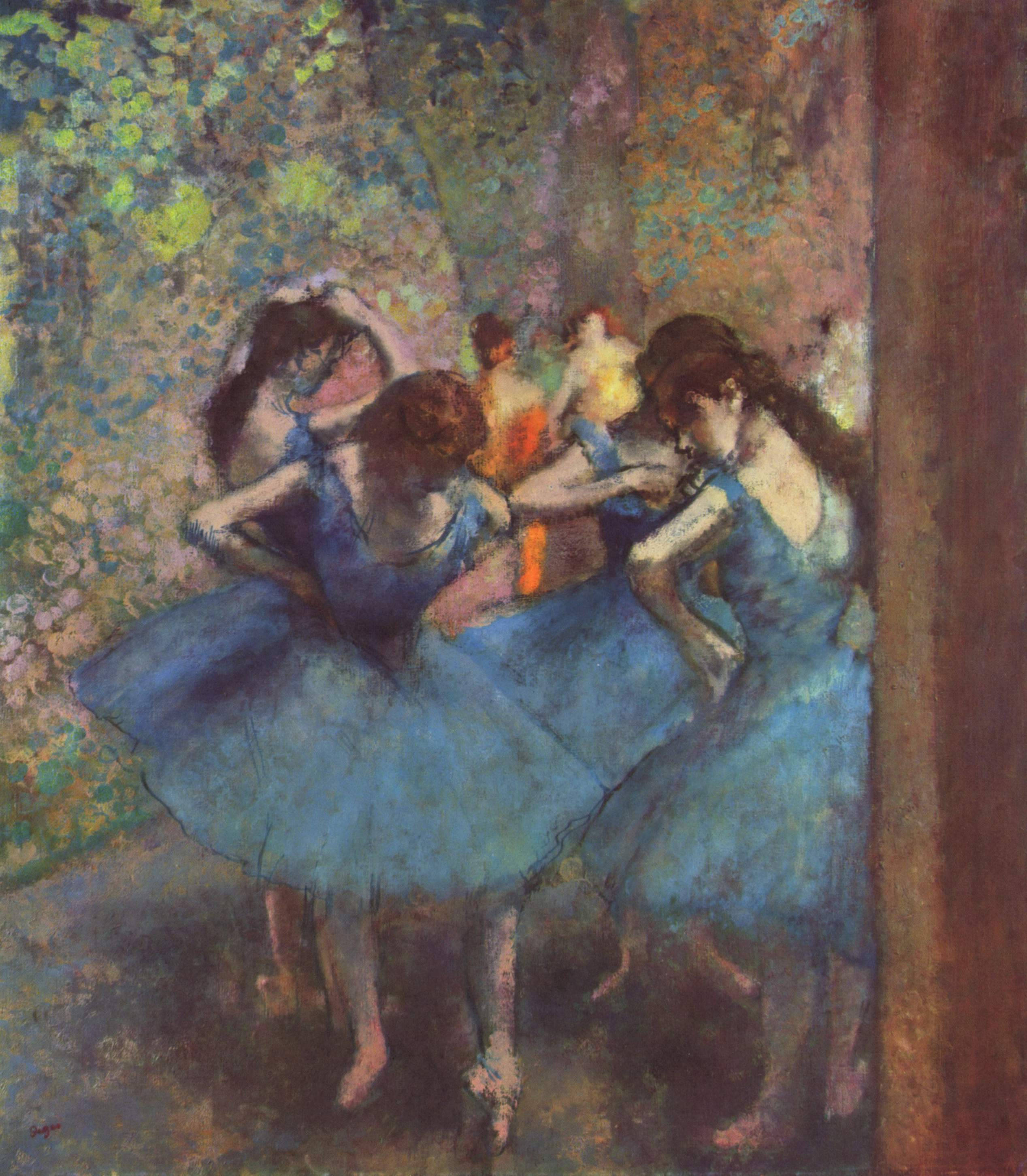 青い衣装の踊り子 エドガー・ドガ画 壁紙