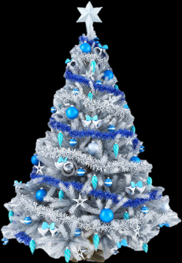 青と白のクリスマスツリー 壁紙