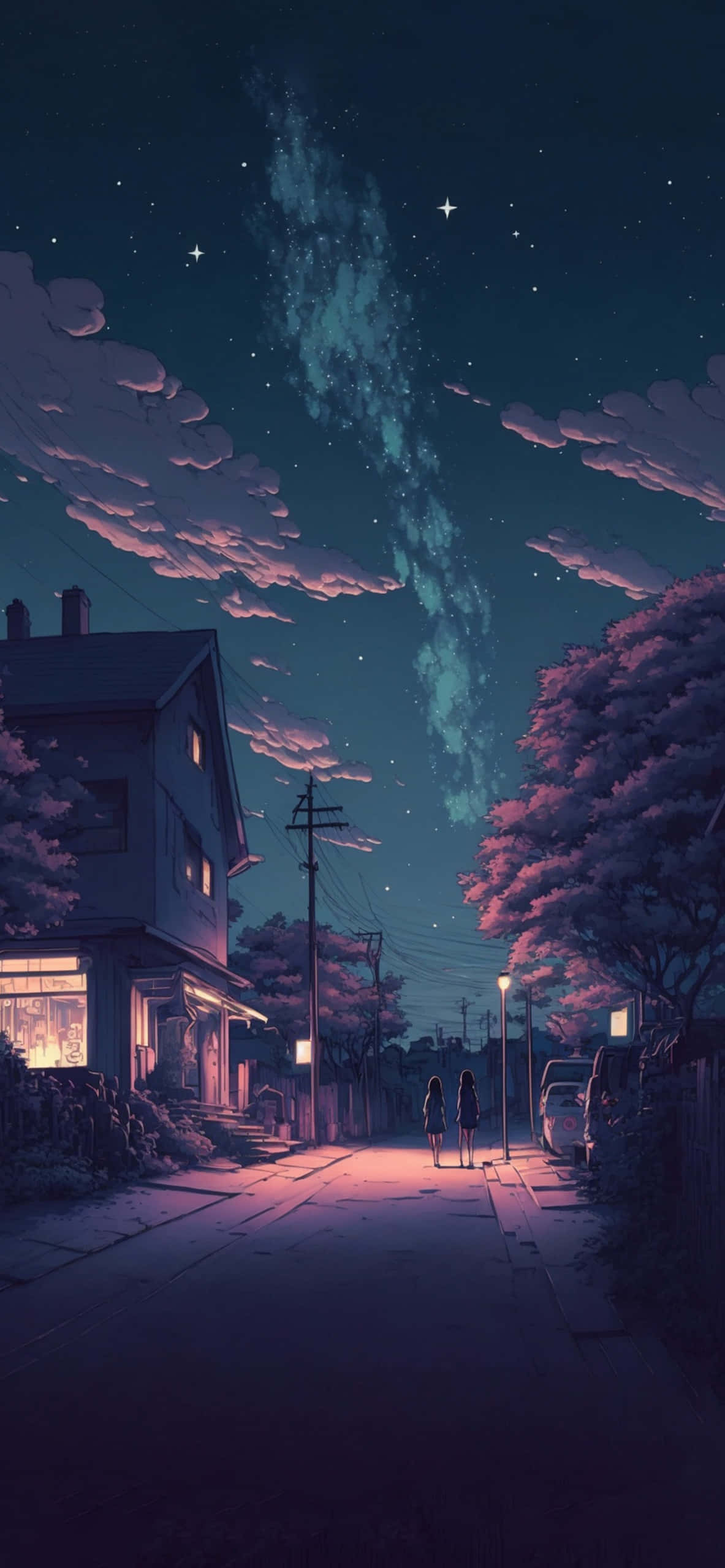 静かな夕焼けのアニメ風美学 壁紙