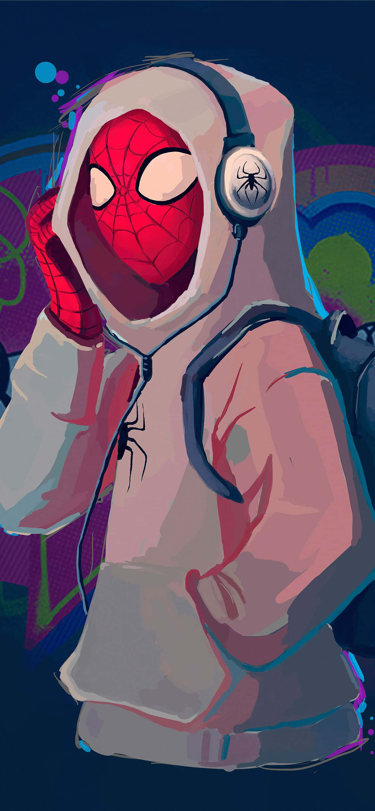 音楽を聴くスパイダーマンのPFP 壁紙