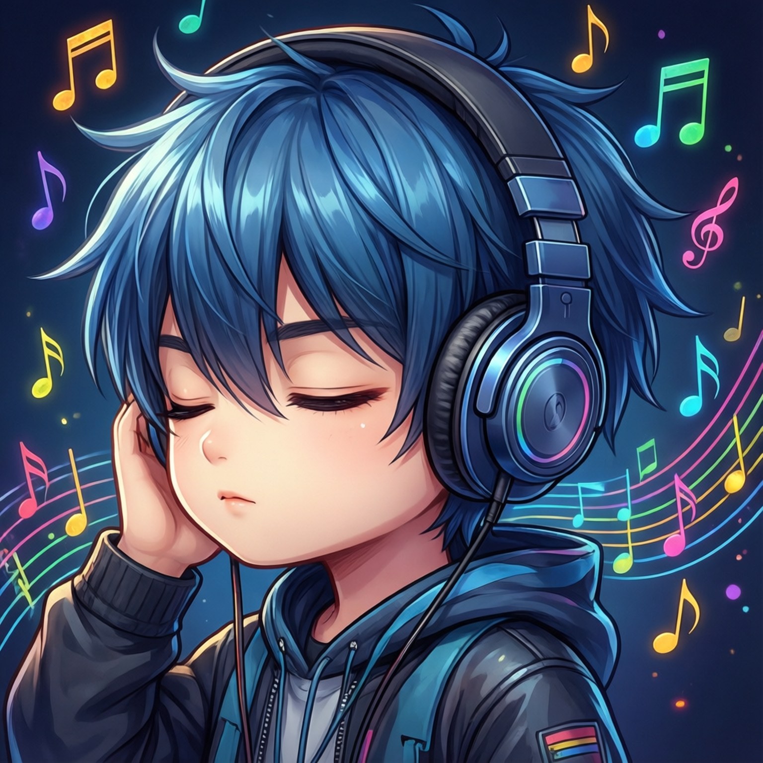 音楽を聴くヘッドフォンの少年 壁紙