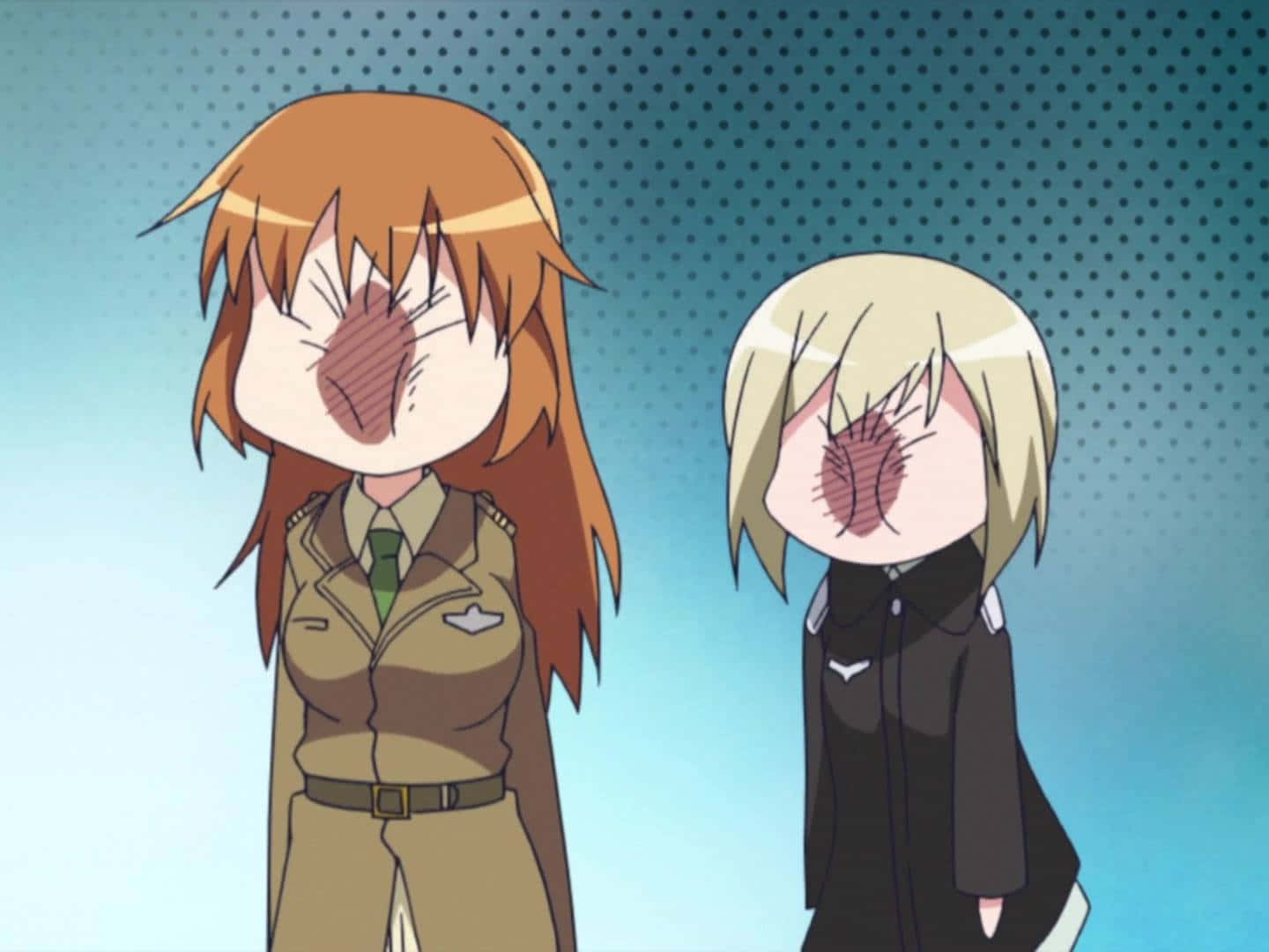 顔を隠した二人のアニメ少女 壁紙