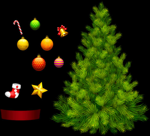 飾り気のないクリスマスツリーとデコレーション 壁紙