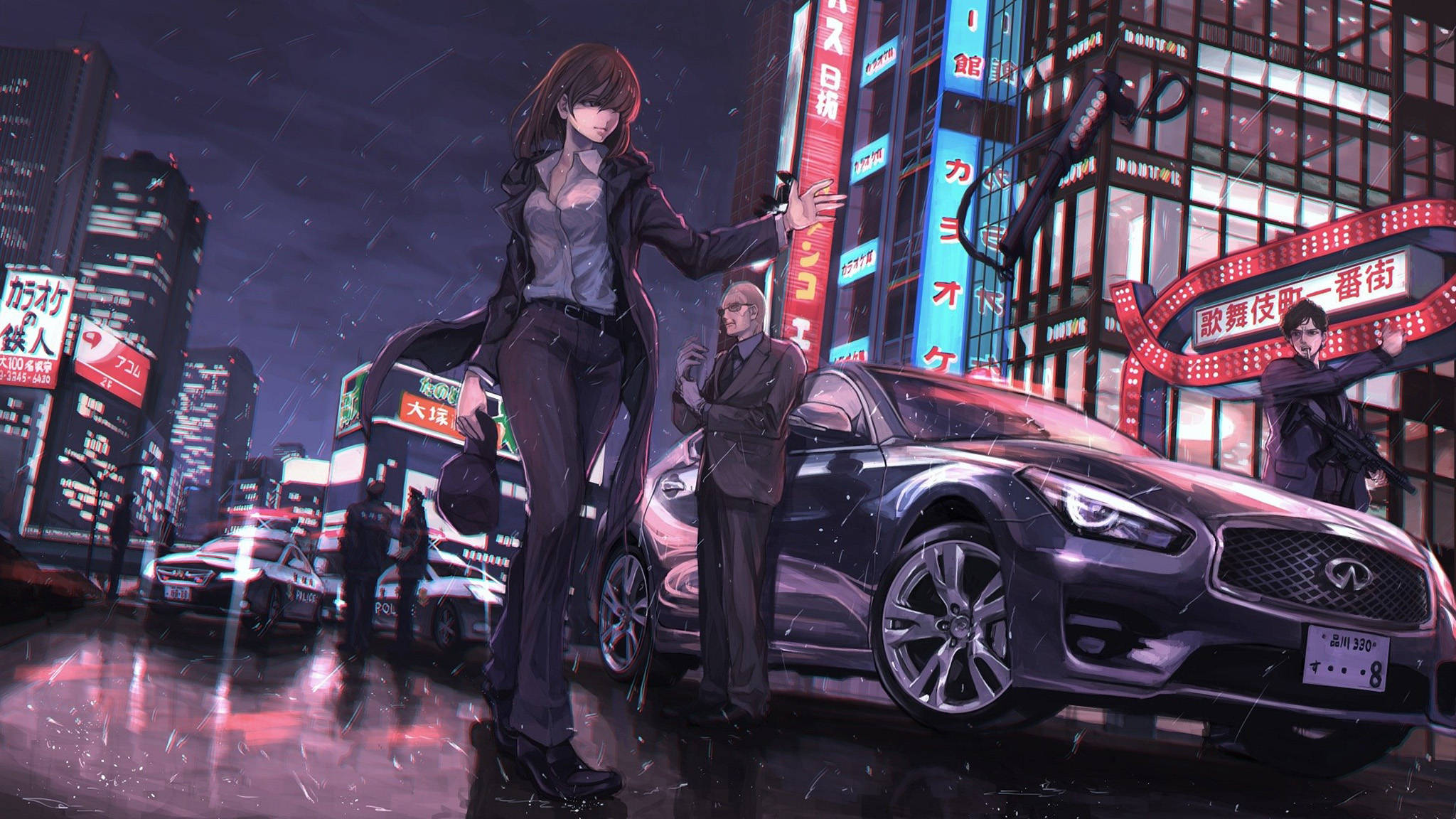 高品質なインフィニティQ50 アニメアートカーの壁紙 壁紙