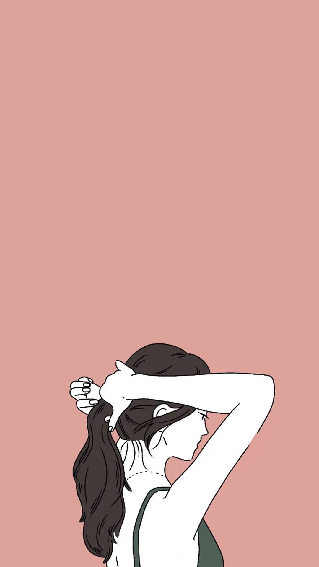 髪を結ぶ美少女の壁紙