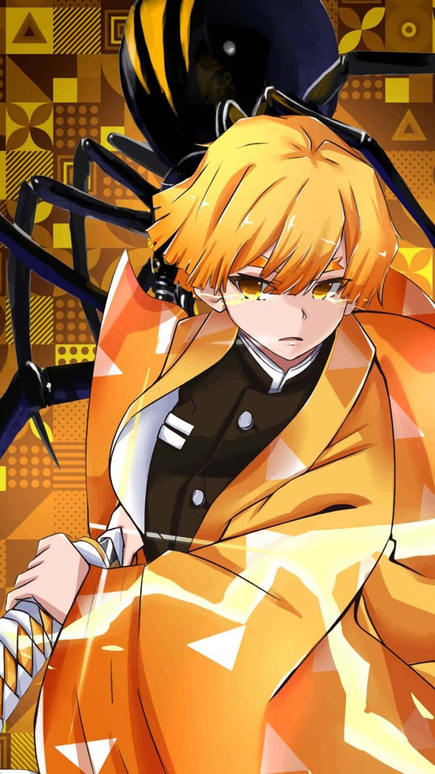 鬼滅の刃アニメ 善逸と黒い蜘蛛 壁紙