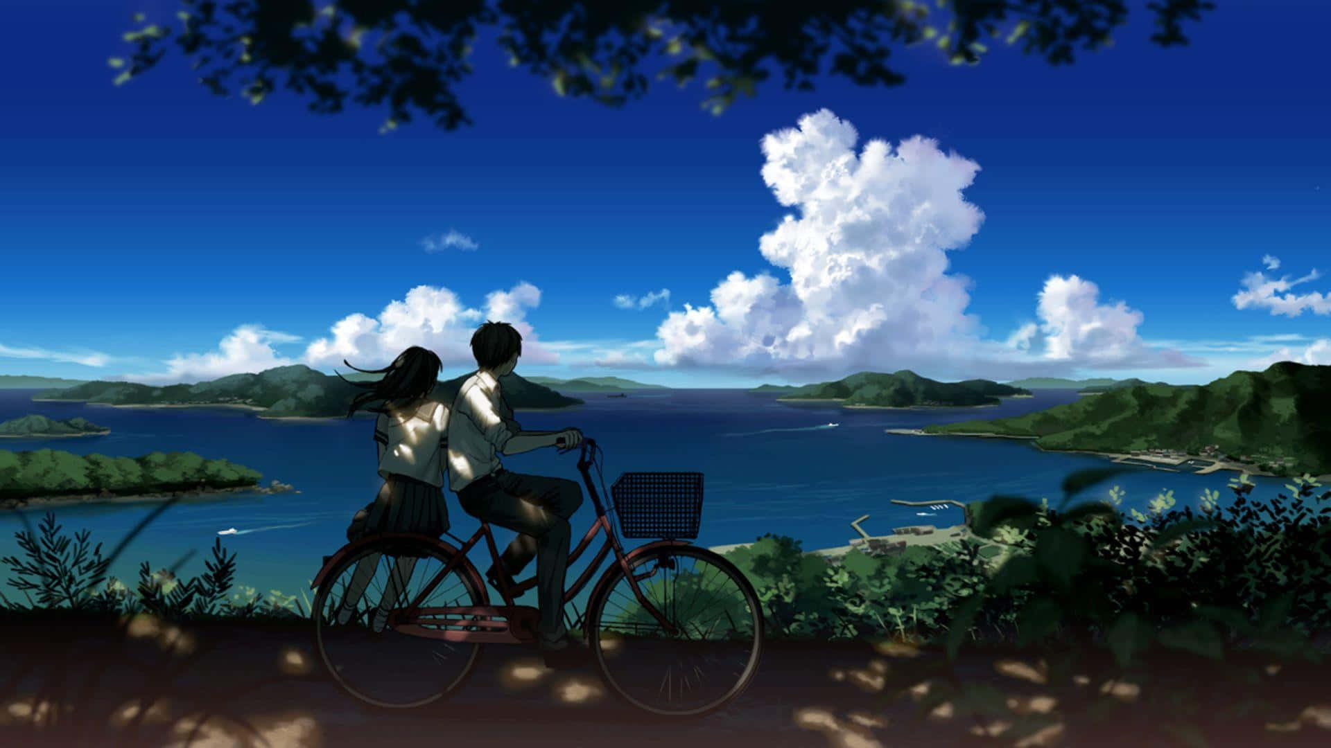 魅惑のアニメ風景と桜 壁紙