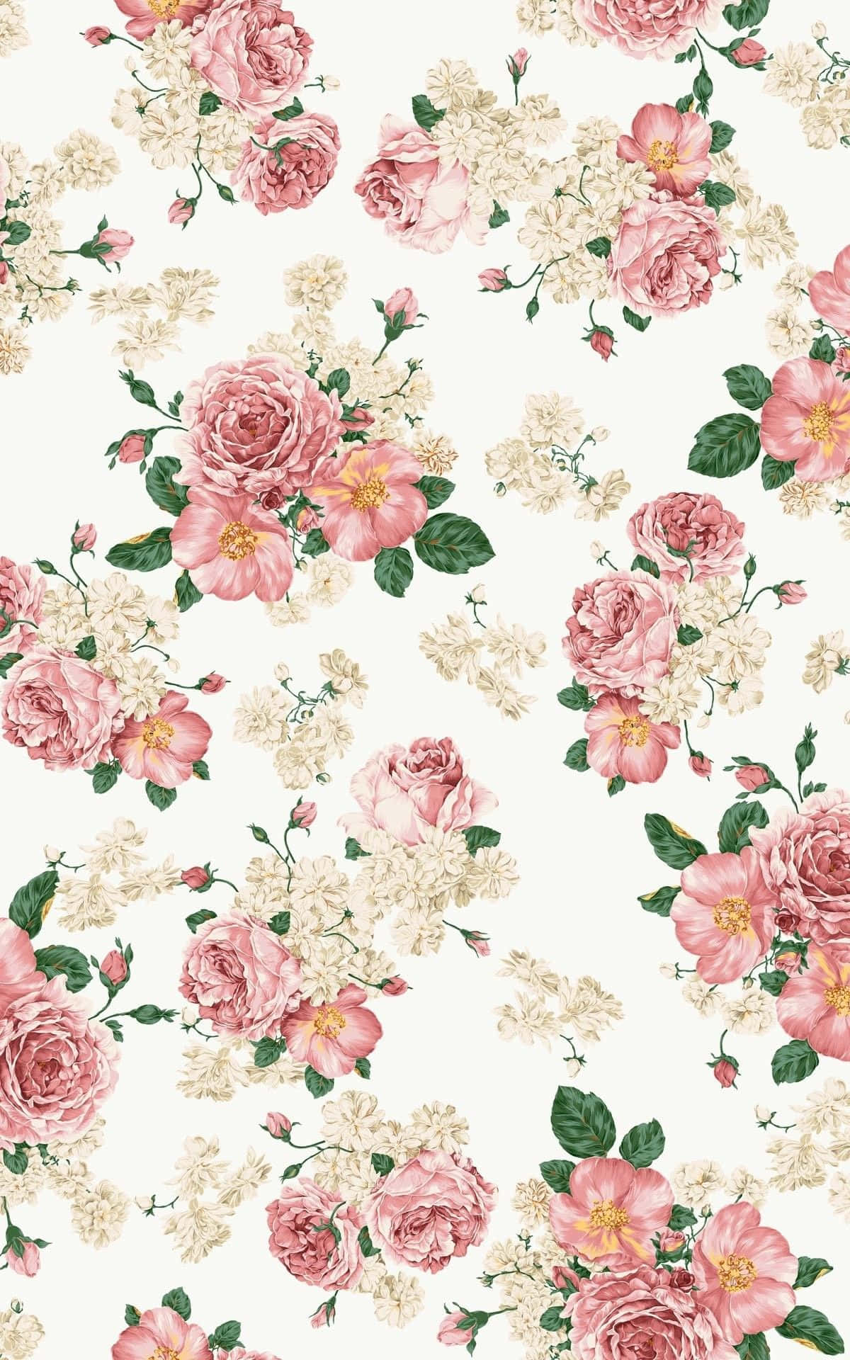 魅惑のピンクの花柄背景 壁紙