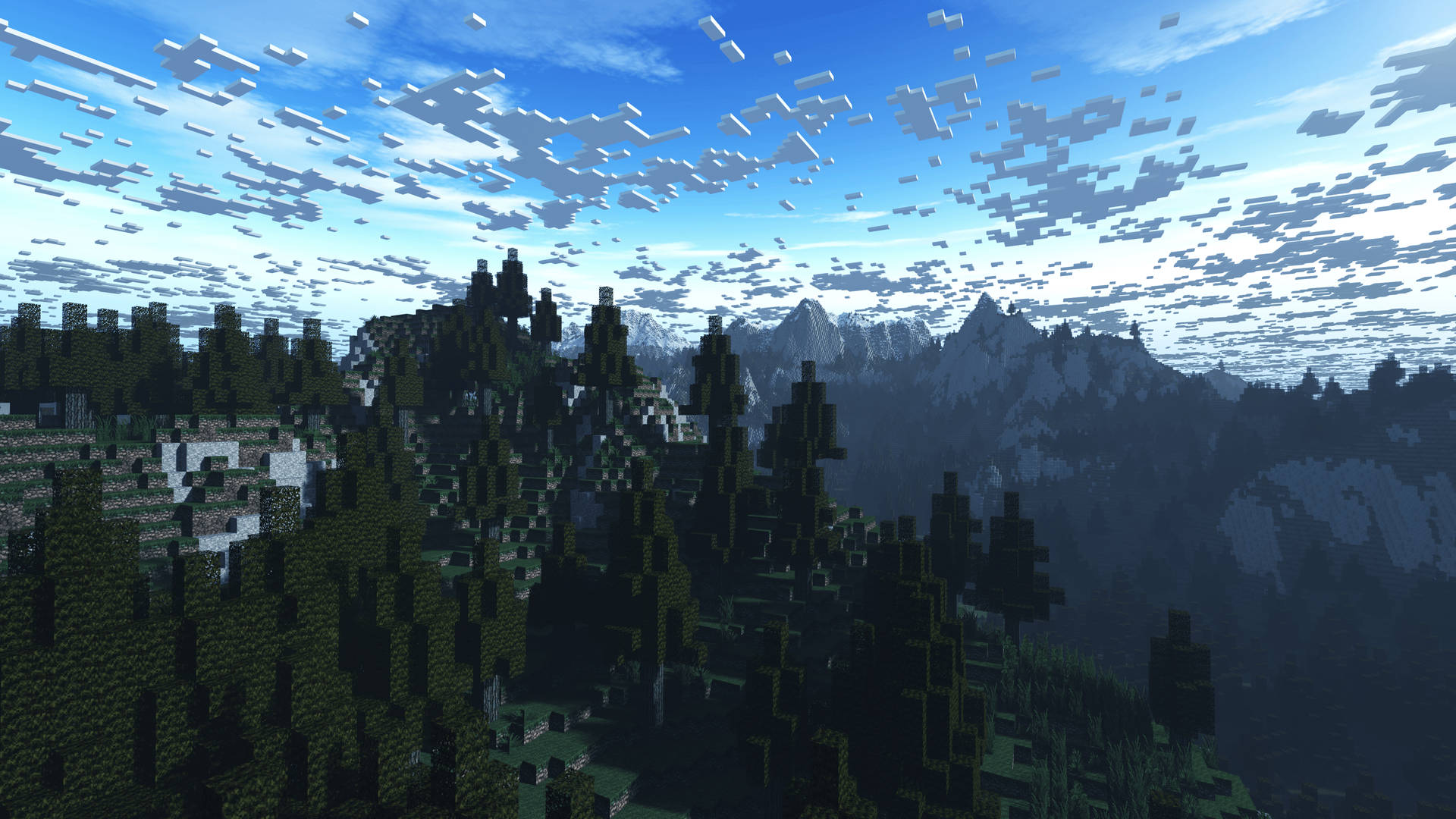 マインクラフト HD 曇り空 緑の森 壁紙