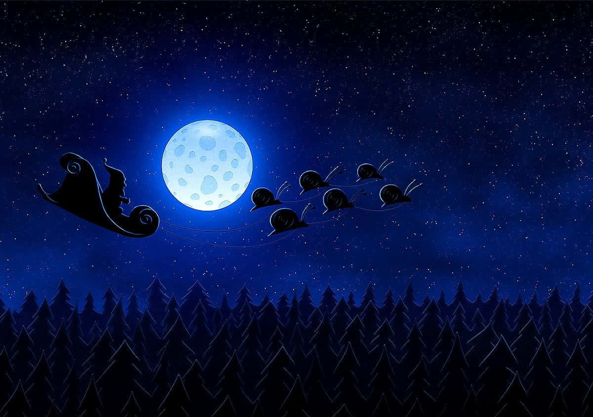 魅惑の真夜中の眺めとそびえ立つ木 壁紙