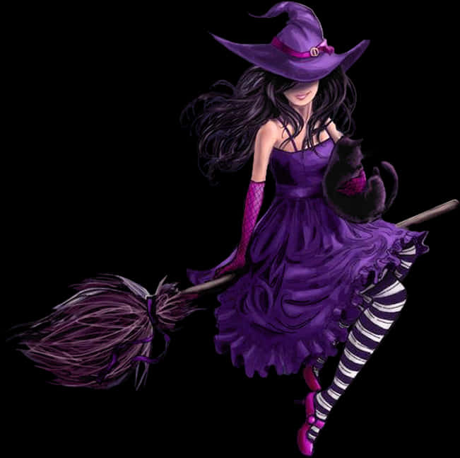 魅惑的な杖に乗る魔女 壁紙