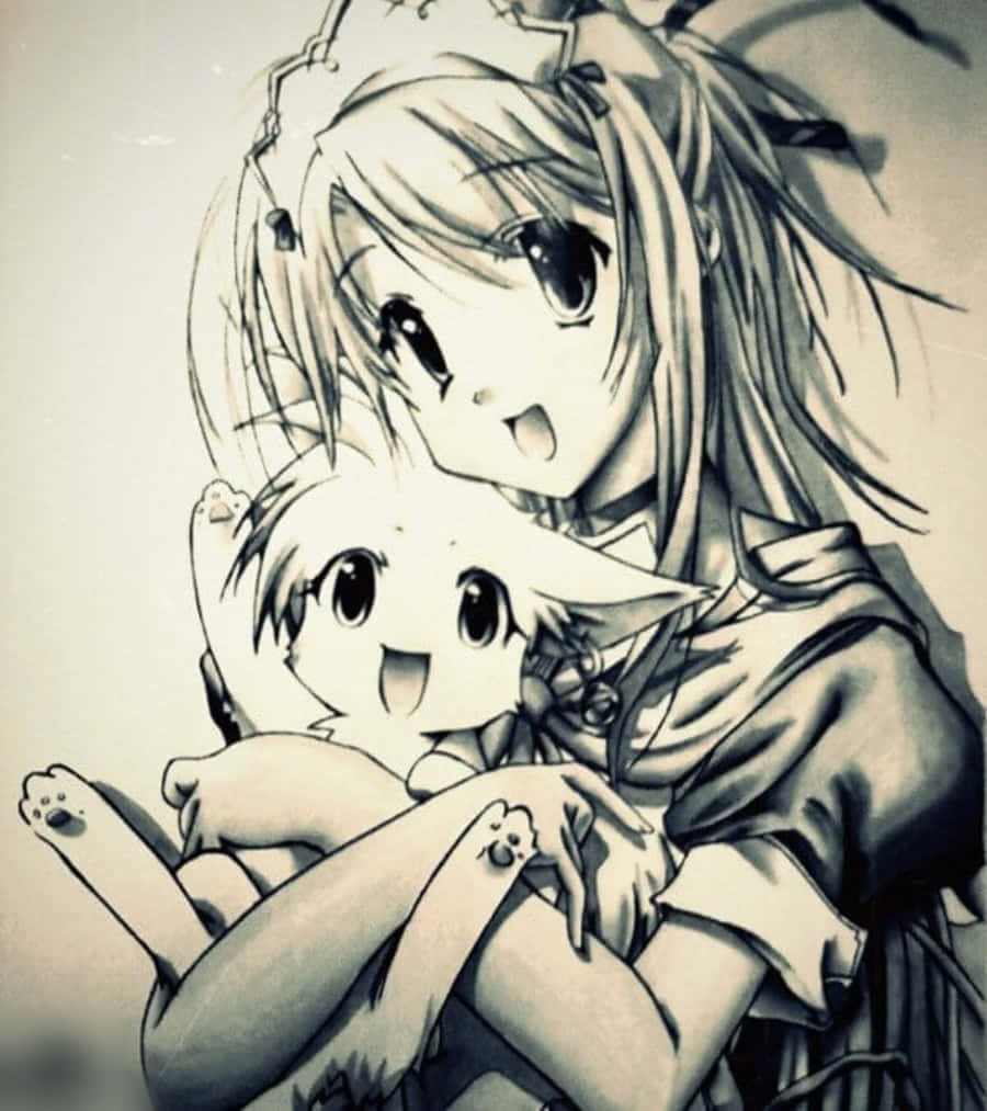 魔法の世界にいる少女のカラフルなアニメイラスト 壁紙
