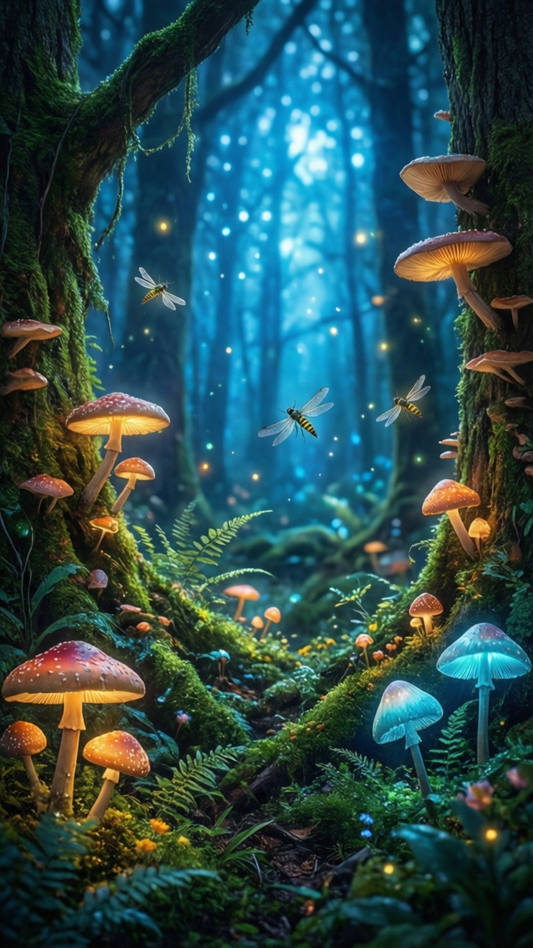 魔法の光る森 壁紙