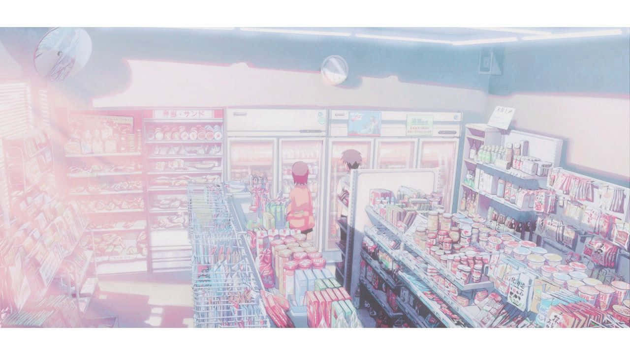 鮮やかなピンクの世界でアニメ風の美学を楽しむ 壁紙