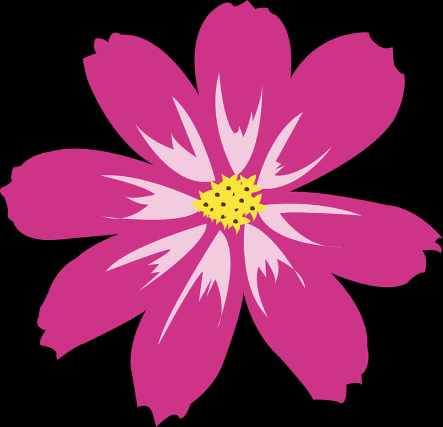 鮮やかなピンクの花のイラスト 壁紙