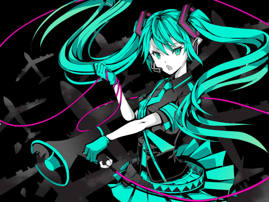 鮮やかな初音ミクのアートワーク 壁紙