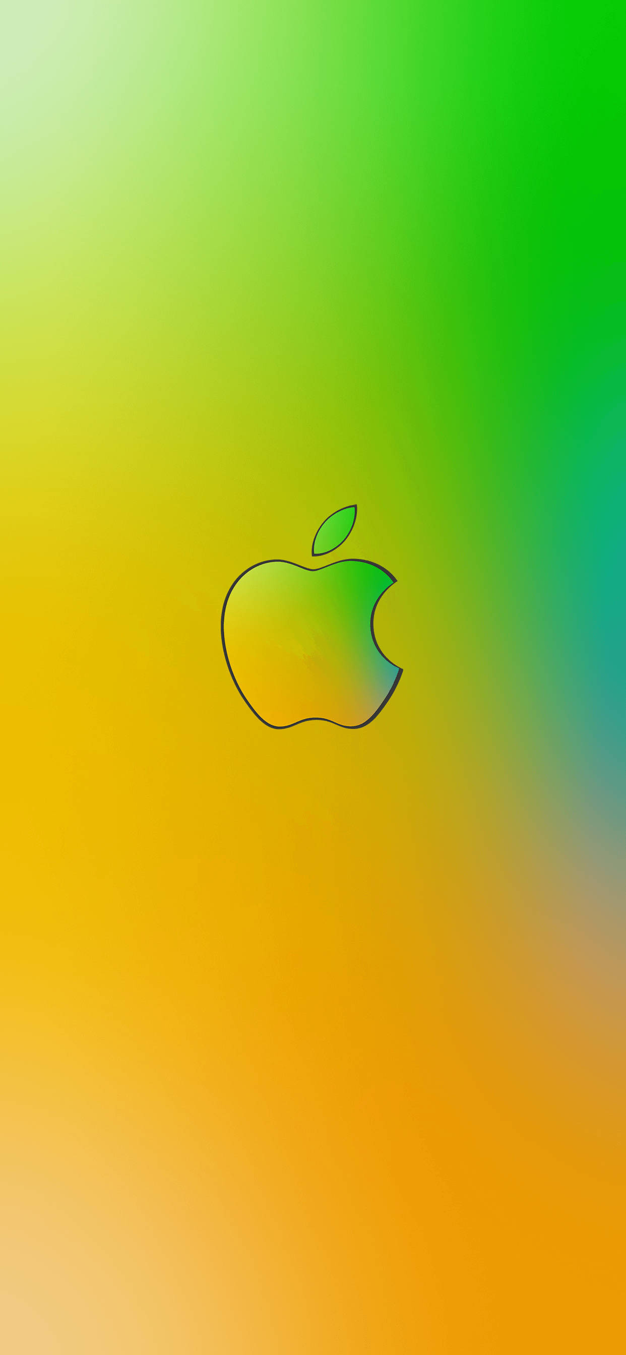 黄緑のAppleロゴiPhone 壁紙