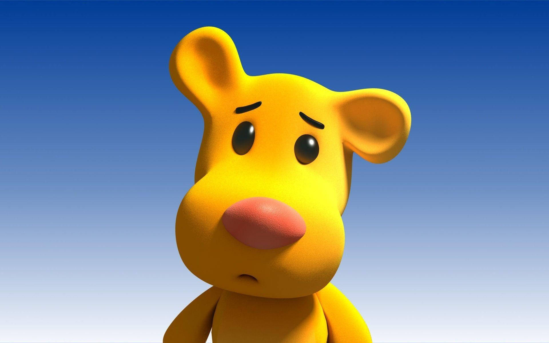 黄色いクマのかわいいデスクトップ 壁紙