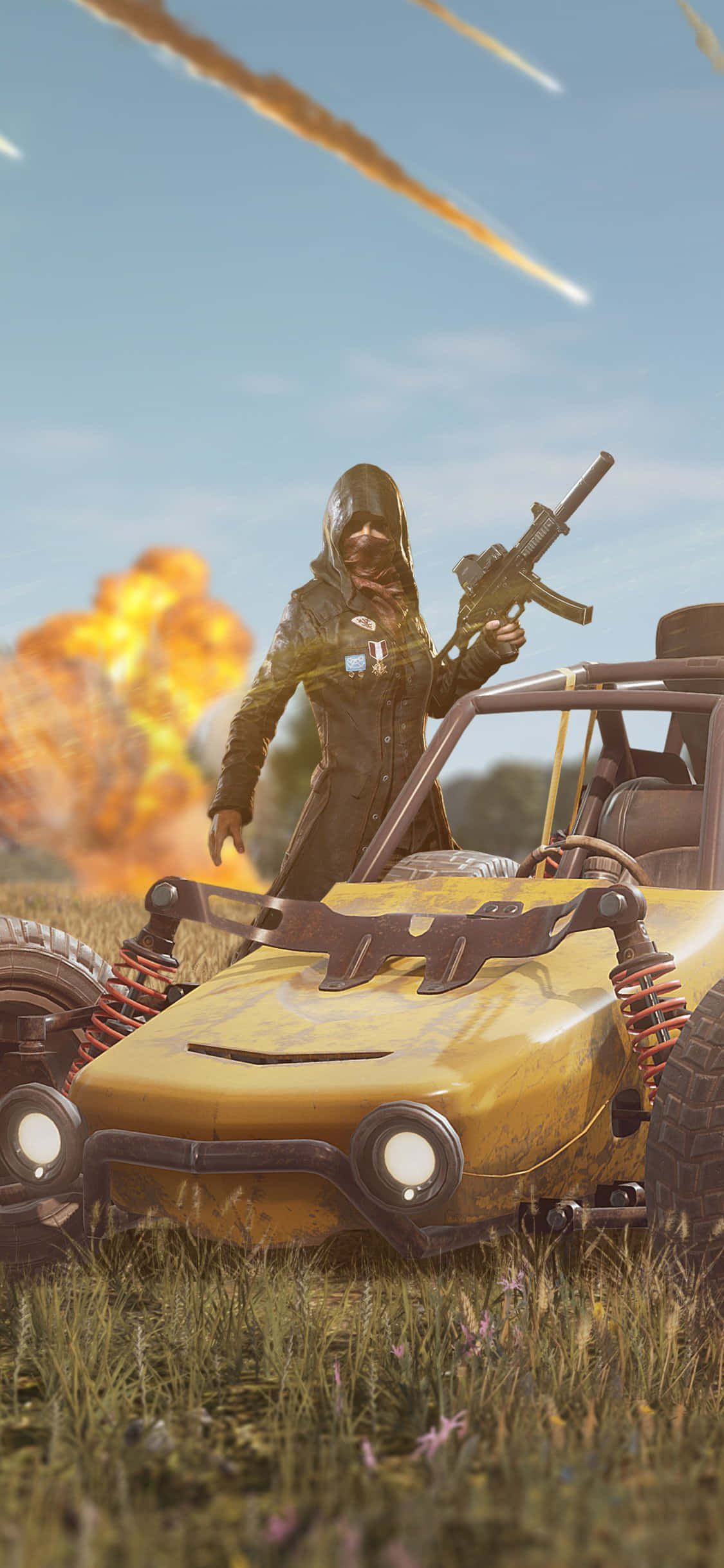 黄色いレースカーのPUBG iPhone壁紙 壁紙