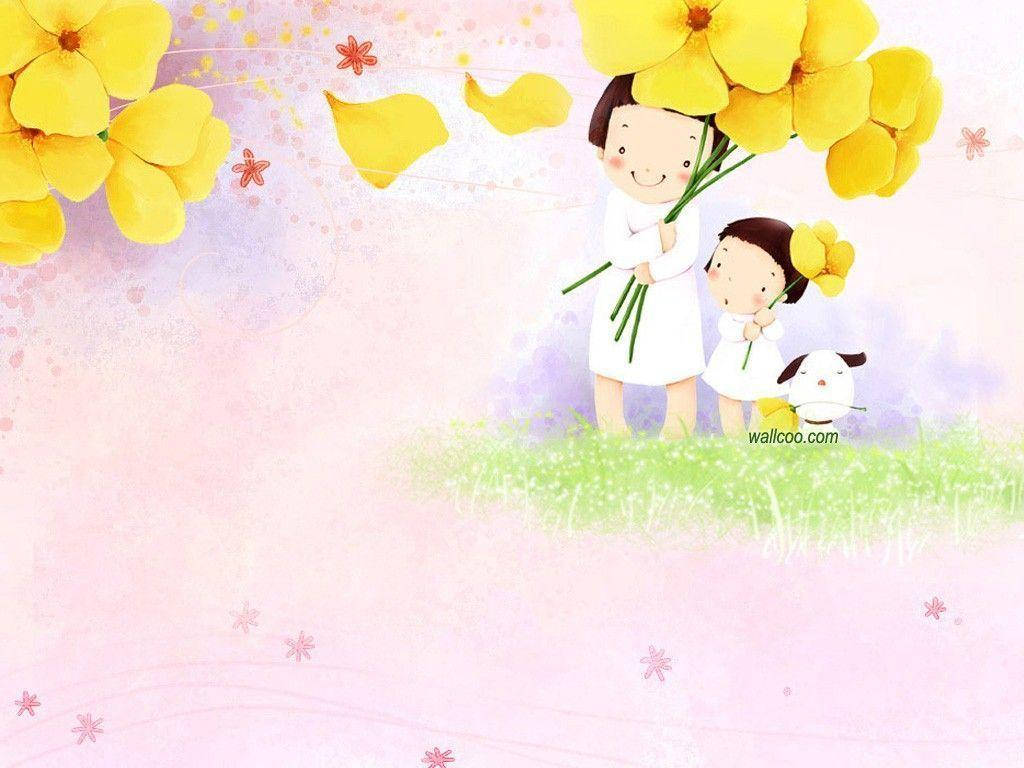 黄色い花のかわいいデスクトップ 壁紙