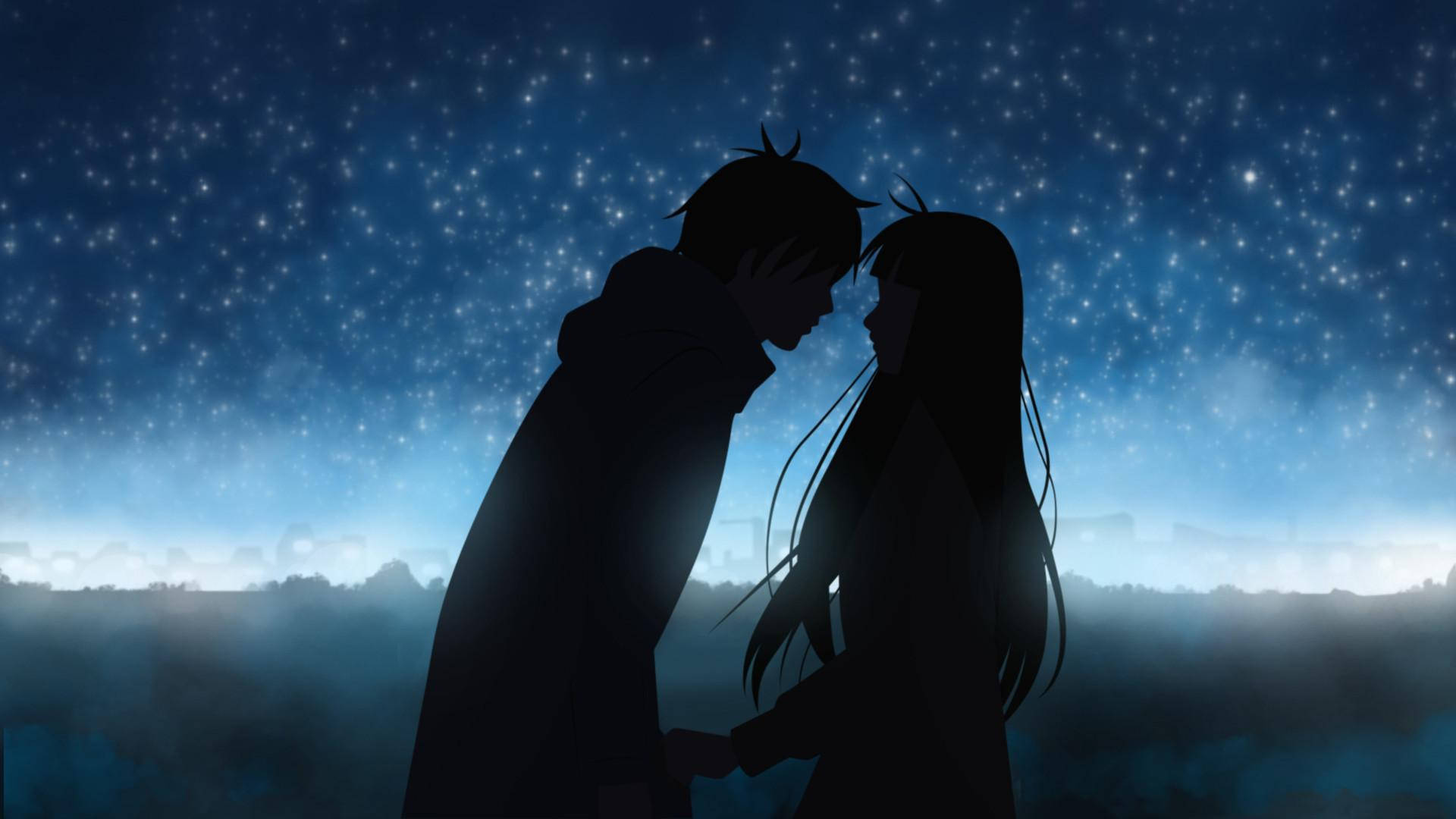 黒いアニメカップル 壁紙