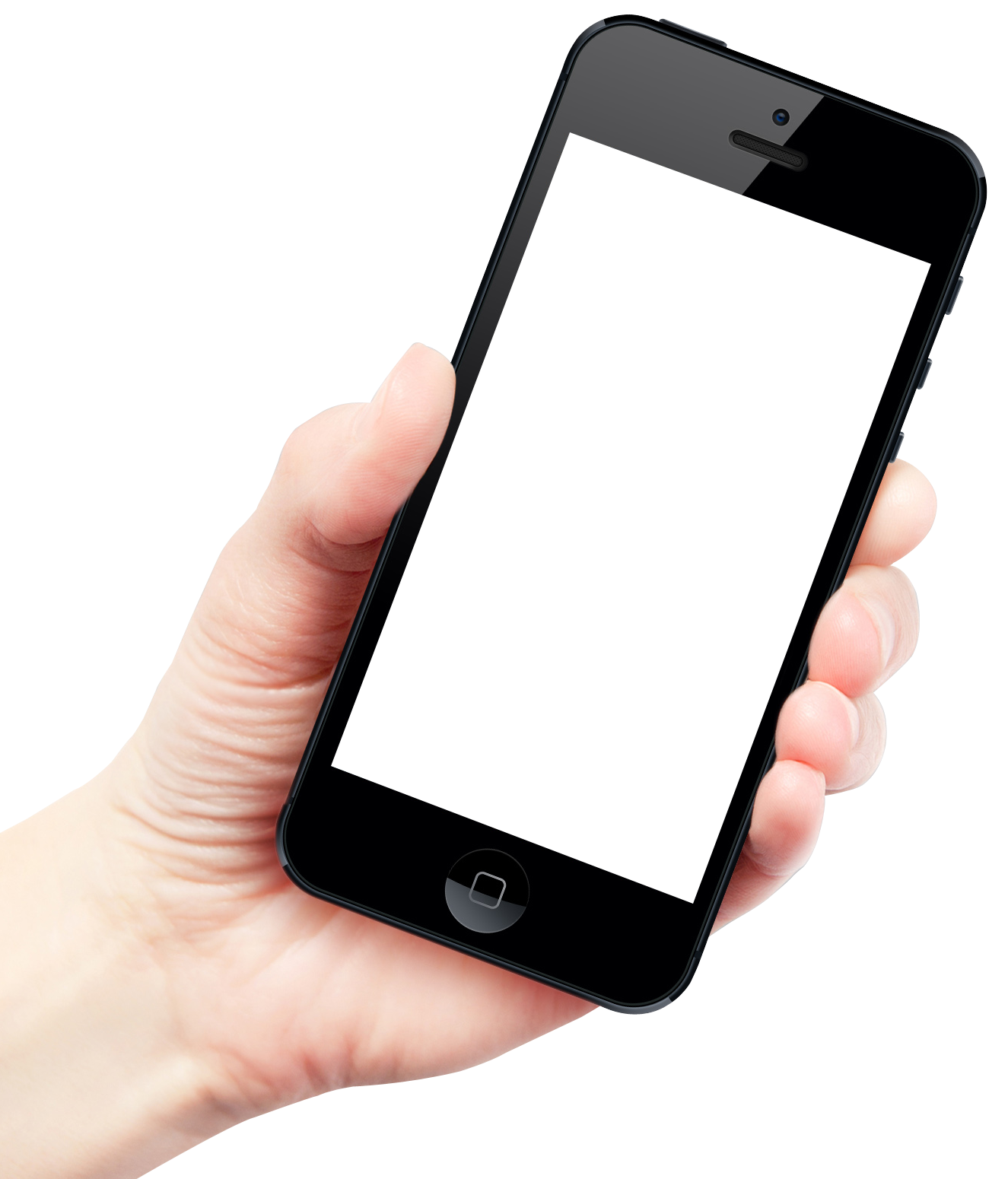 黒いスマートフォンのモックアップを手に持っている 壁紙