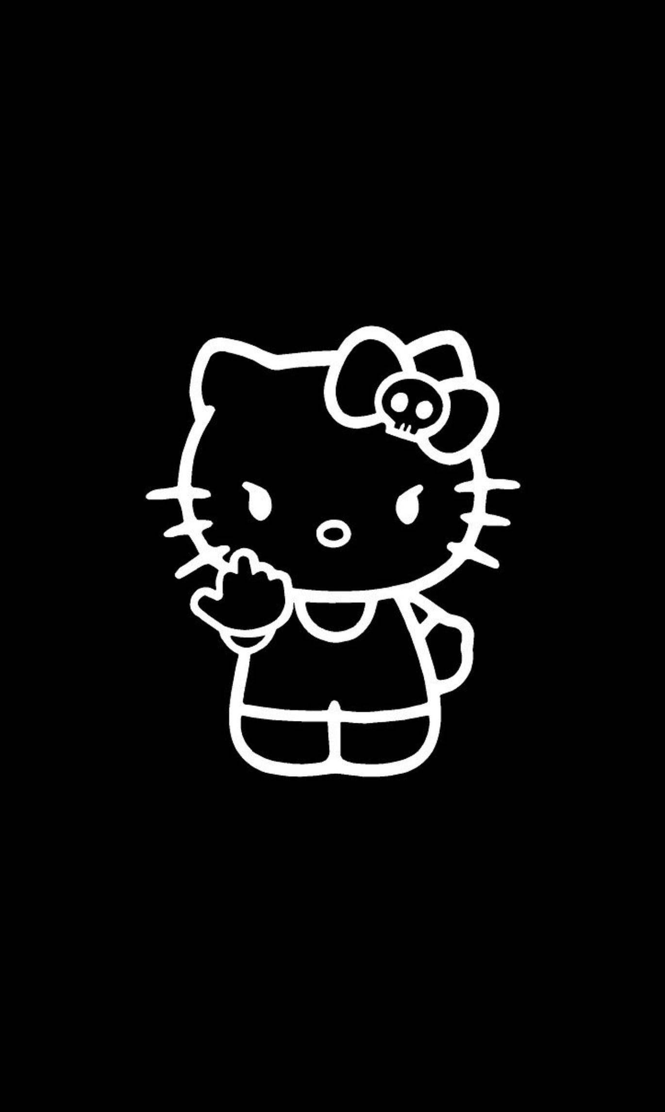 黒いハローキティの卑猥なジェスチャー 壁紙