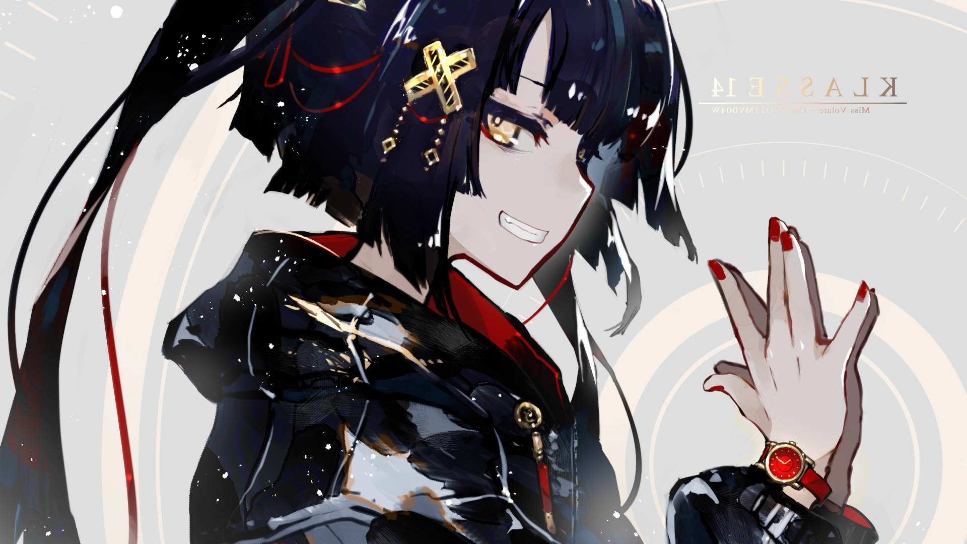 黒いパーカーのアニメ少女 壁紙