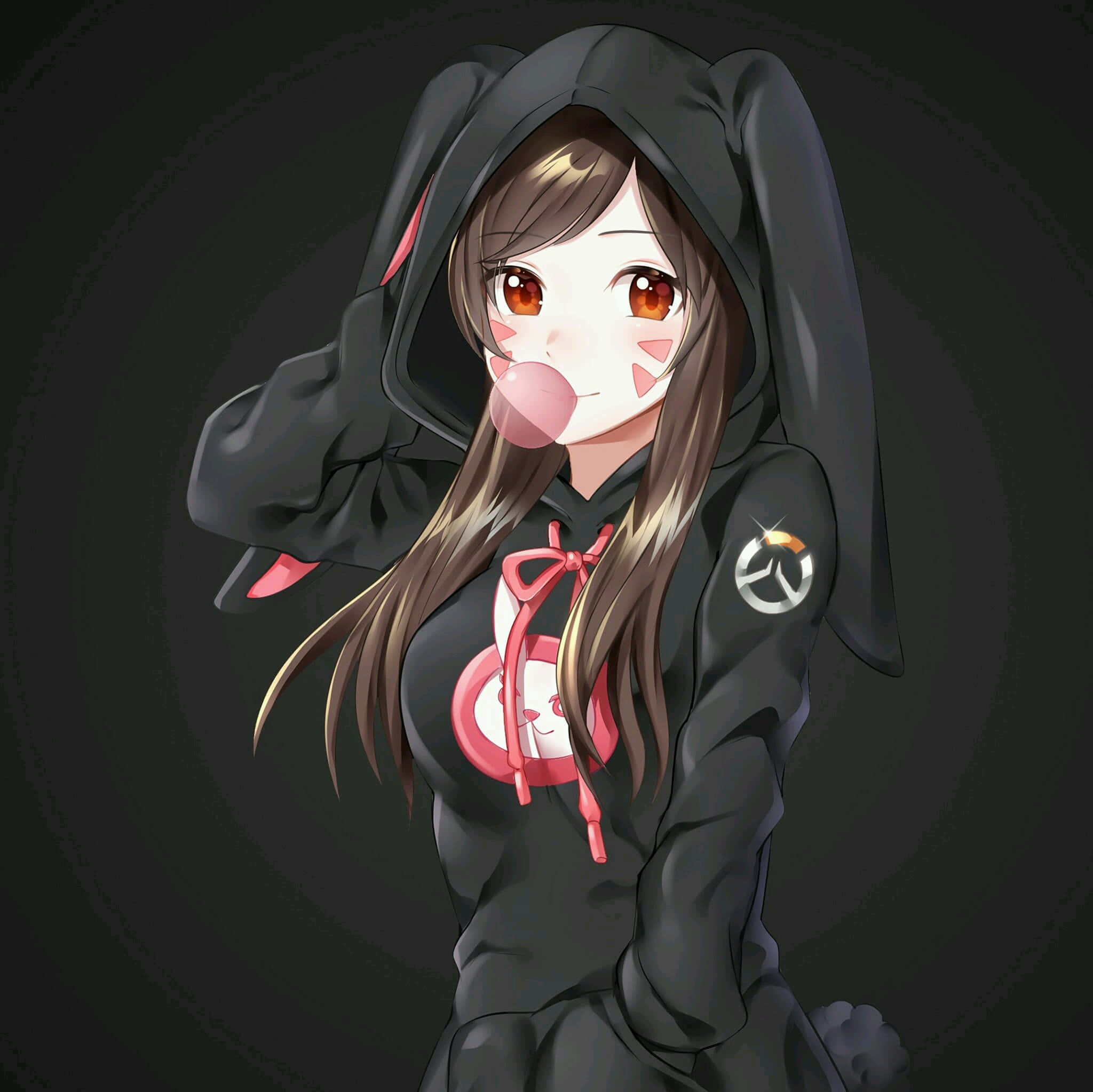 黒いパーカーを着てバニー帽をかぶった少女 壁紙