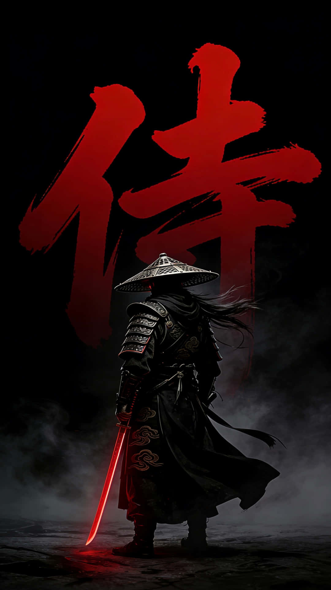 黒い侍の戦士、壁紙、無料、4K、ダーク、HD、赤い背景、侍戦士アート、ダーク侍、赤い美学、日本の戦士、ダークファンタジー、4K壁紙、HD背景、無料ダウンロード