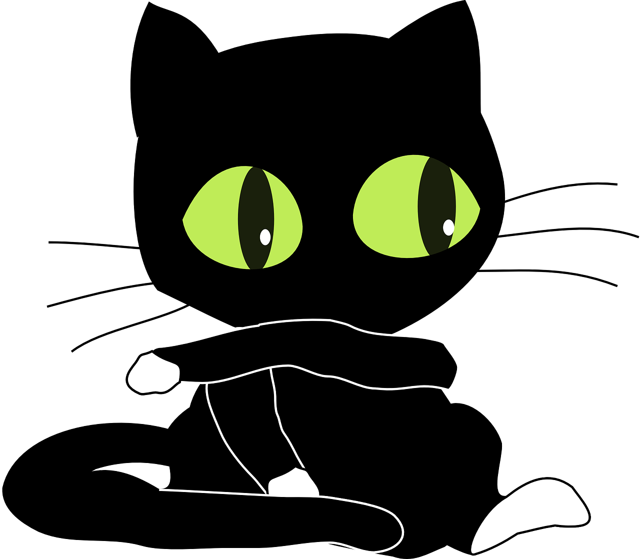 黒い漫画の猫 緑の目 壁紙
