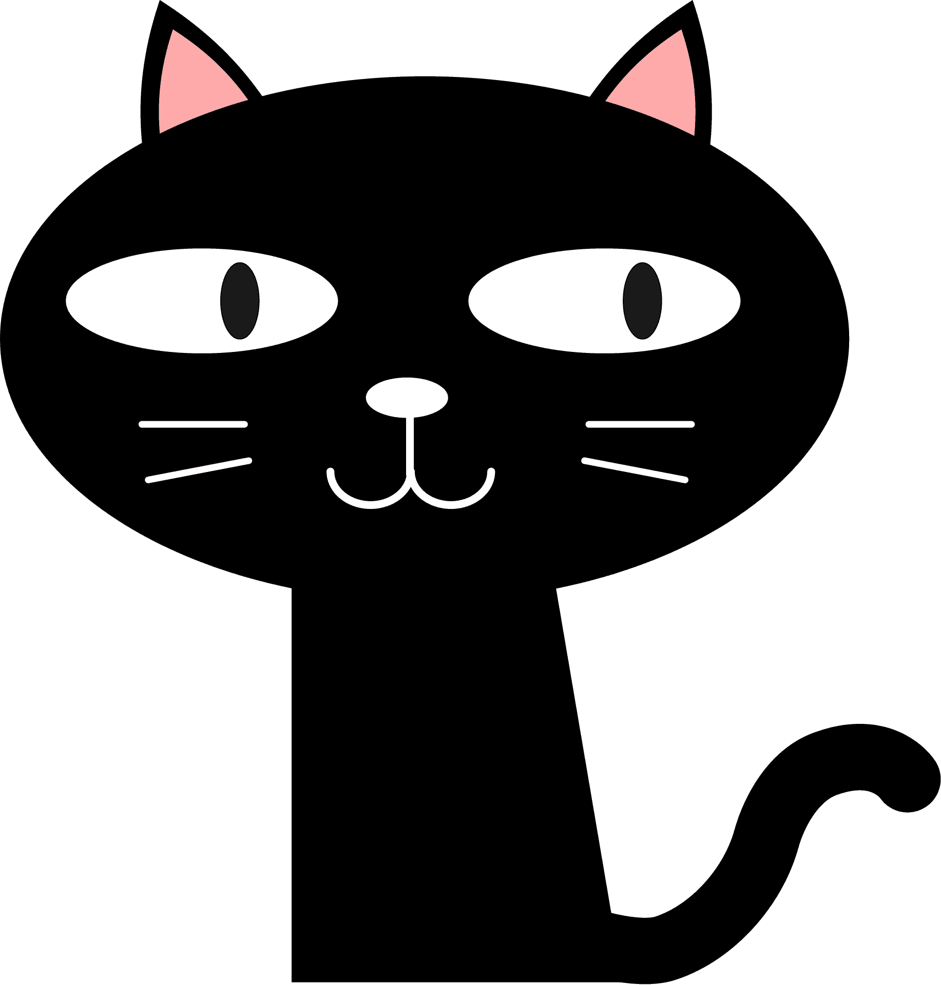 黒い漫画の猫が笑っている 壁紙