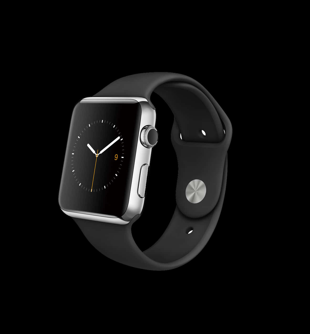 黒い背景にアップルウォッチが映し出されている 壁紙