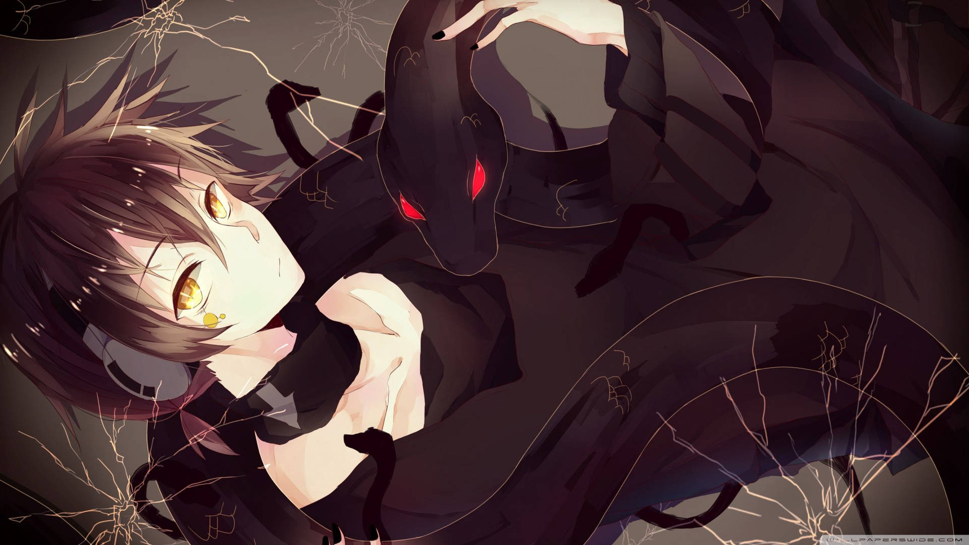 黒い蛇を持つアニメ少年の壁紙