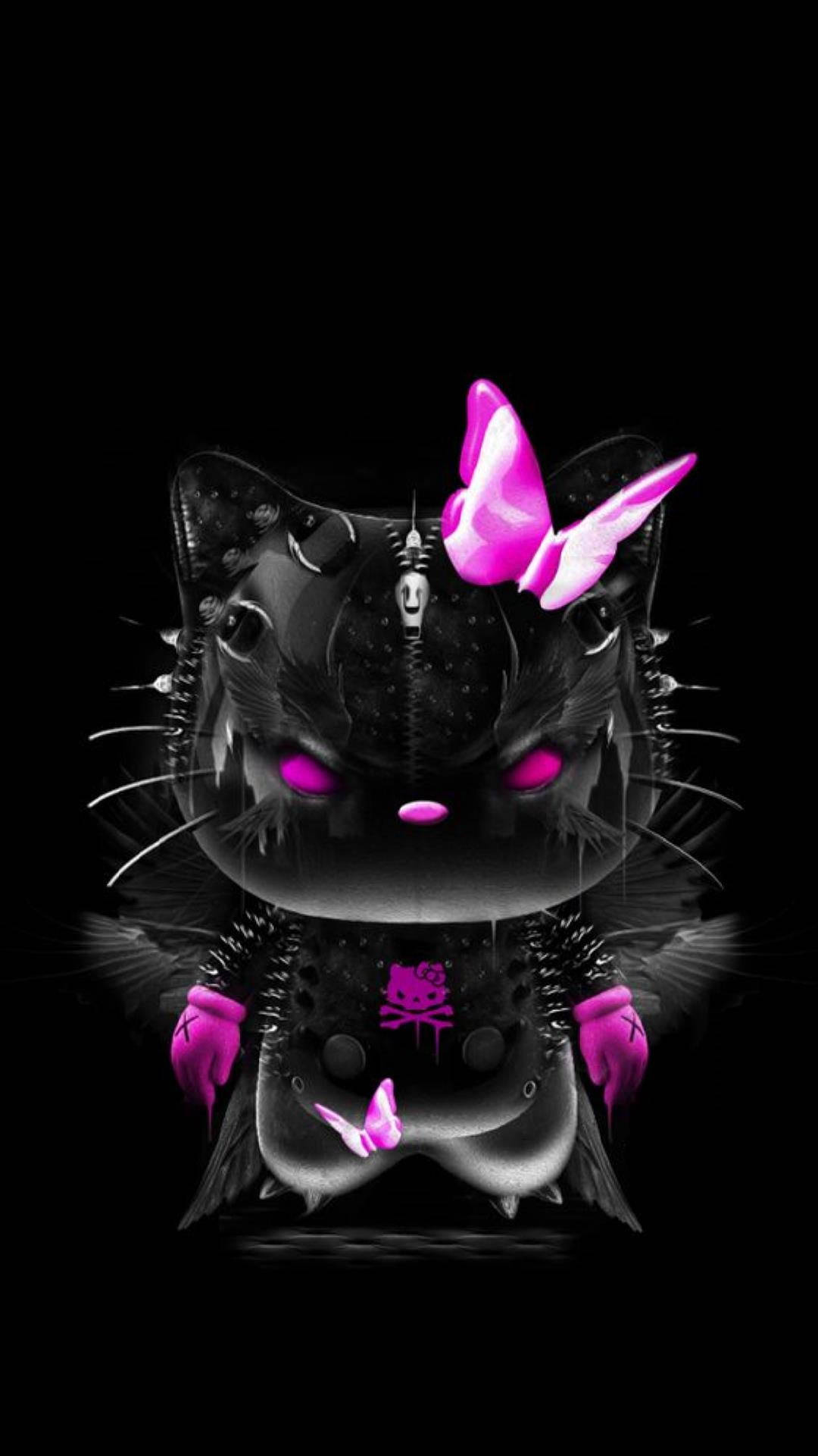 黒い衣装を着たブラックハローキティ 壁紙