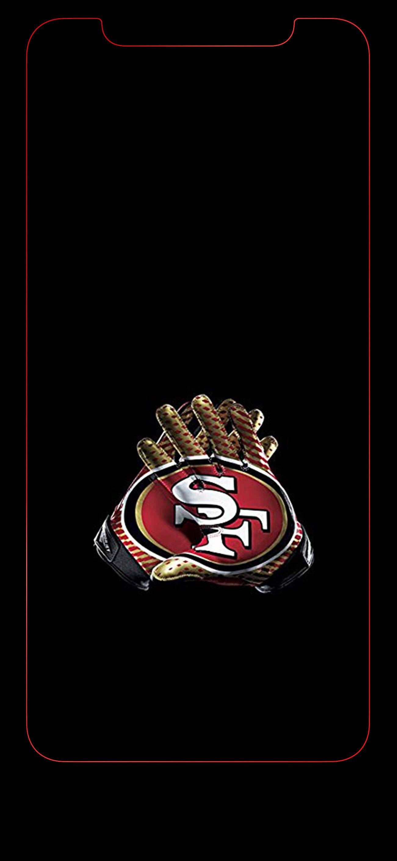 黒の49ers SFロゴ入りグローブ 壁紙