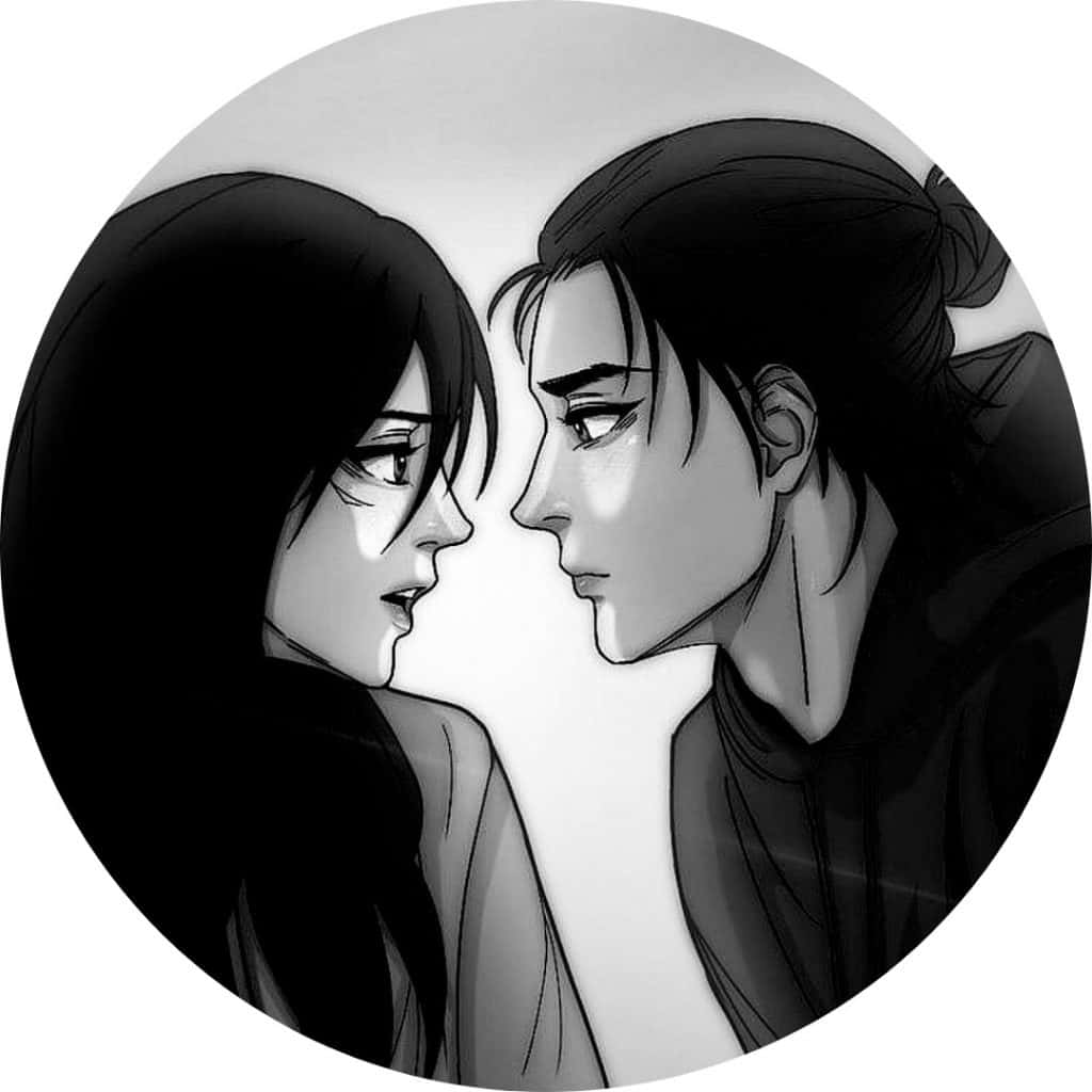 黒アニメアイコン ミカサとエレン 壁紙