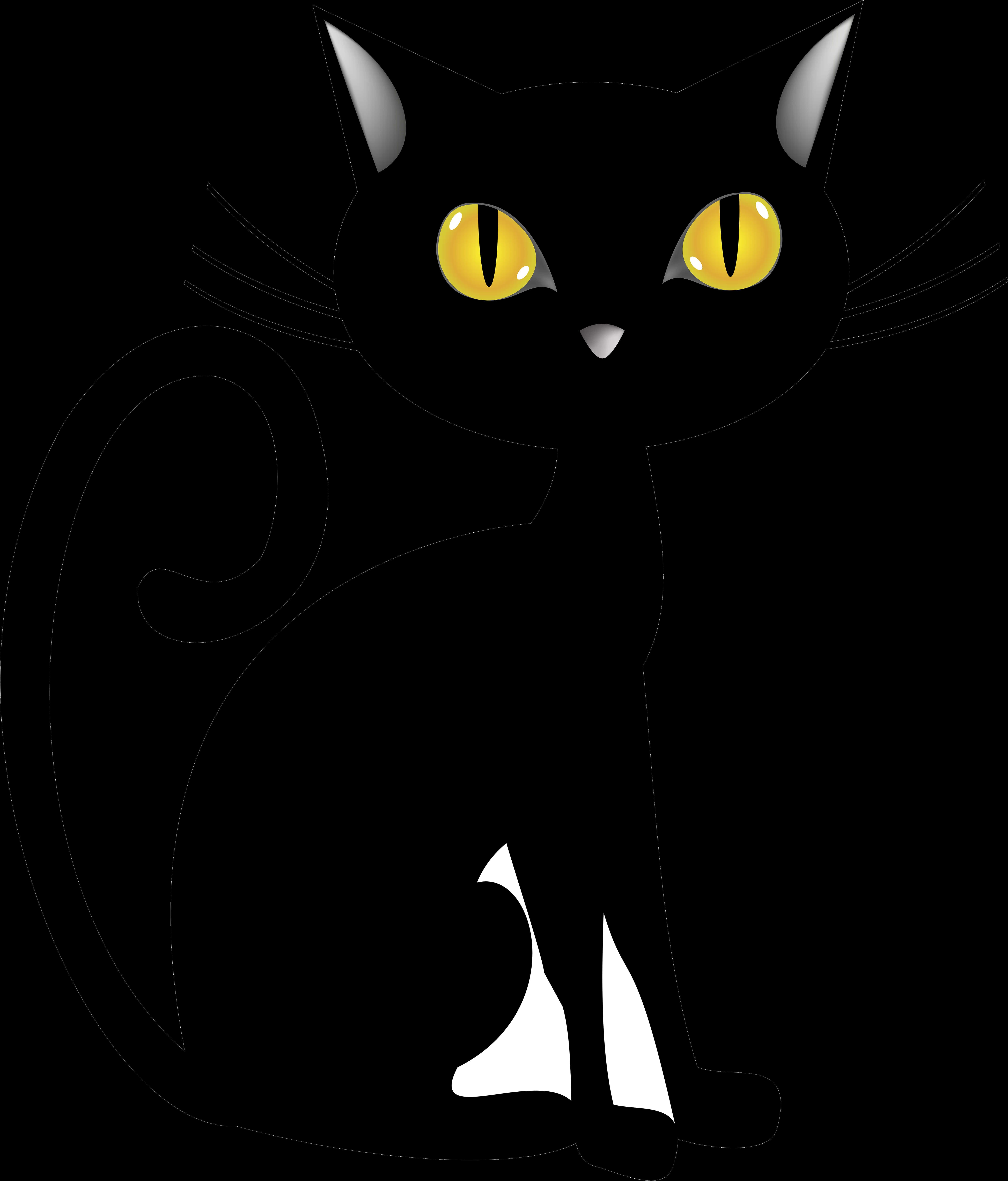 黒猫の黄色い目イラスト 壁紙